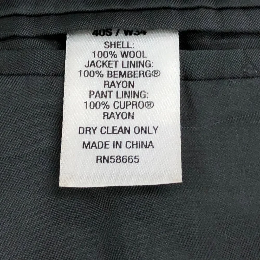 John W Nordstrom Mens Size 42S Sport Coat Suit Jacket 2 Button Charcoal Gray